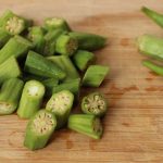Okra pieces and pods